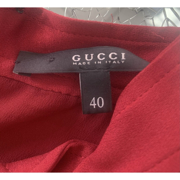Gucci Burgundy Red Silk And Velvet Dress, EU 40, US 8 - Picture 13 of 16